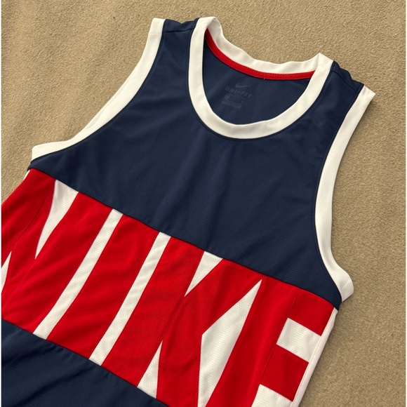 Nike Basketball Jersey Mens Small Tall Black Red White Spellout Dri FIT - Picture 1 of 7